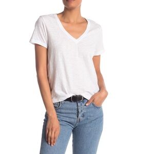 Madewell White Short Sleeve V-Neck Whisper Cotton Tee
